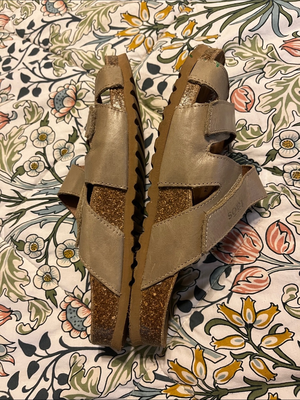 Taos Footwear Women's Taupe Leather Slide Sandals - Picture 4 of 5